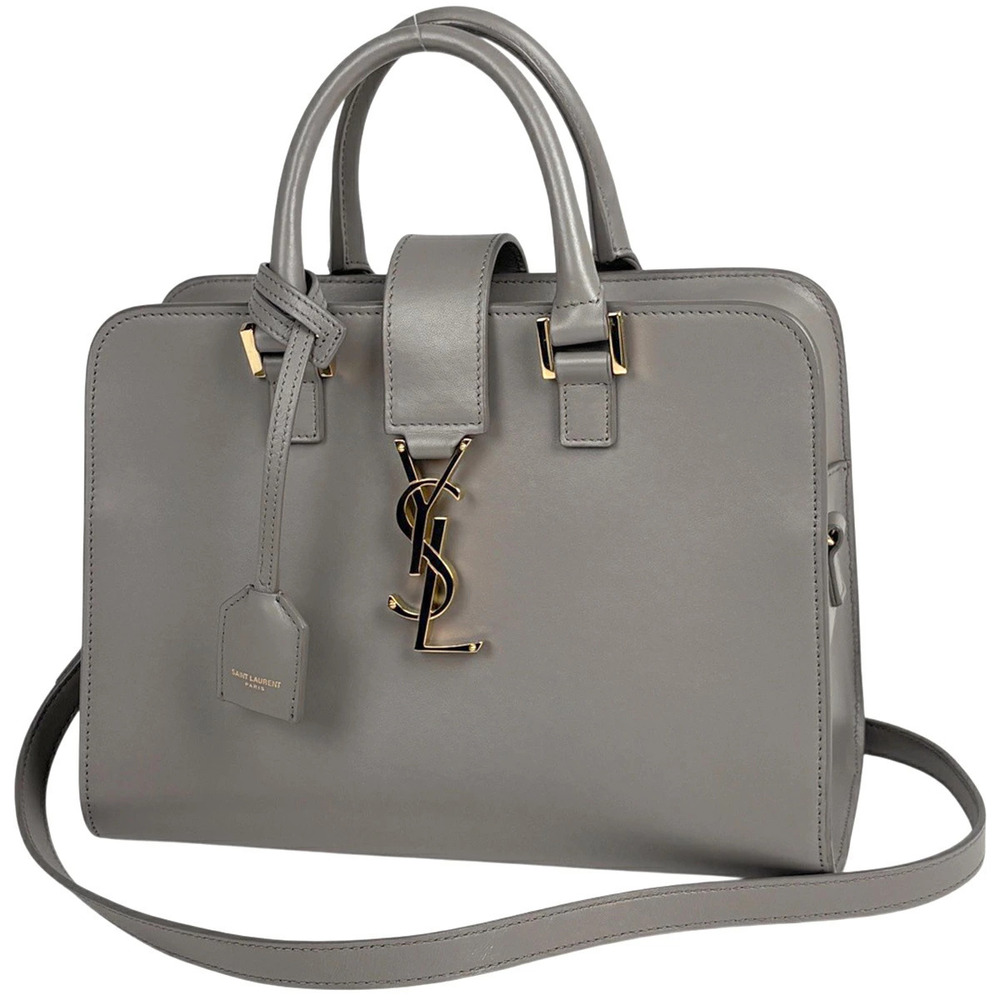 Saint Laurent Baby Cabas Handbag Shoulder Bag Leather Gray